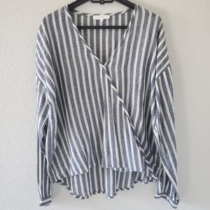 Talori faux wrap drape detail longsleeve top